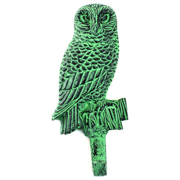 Owl Hook in Green Distressed Finish