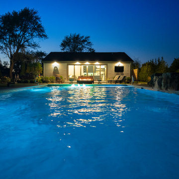 Arlington Heights, IL Swimming Pool and Hot Tub with Jump Rock