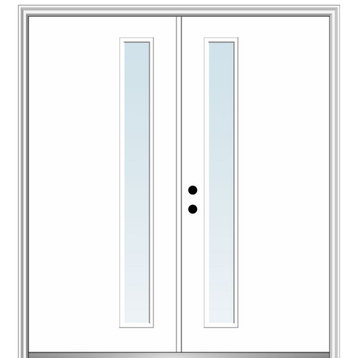 64"x80" 1 Lite Clear Right-Hand Inswing Primed Fiberglass Door, 4-9/16"
