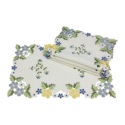 Xia Home Fashions - Fancy Flowers 12"x18" Placemat, Set of 4 - Placemats