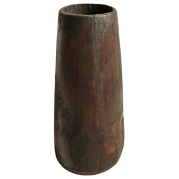 Consigned Old Naga Tall Wood Pot 4