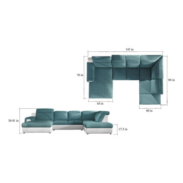 European sectional sleeper sofa NICOLA XL