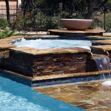 Spa view with multi spillway and Fire Wok