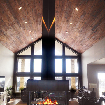 Custom 4-Sided Gas Fireplace