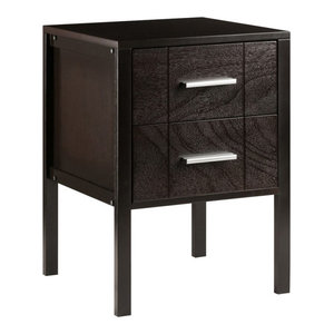 35 Wide Set Of Two Side Table Night Stand Birch Wood Distressed Black 2 Drawer Traditional Side Tables And End Tables By Noble Origins Home