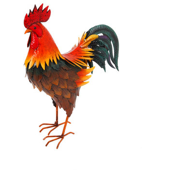 16.5-Inch High Metal Rooster Figurine