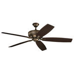 Kichler - 70" Monarch Fan, Weathered Copper Powder Coat, Teak/Cherry Blade - Featuring clean lines, textured accents, and a beautiful Weathered Copper Powder Coat finish, this 5 blade 70 inch Monarch ceiling fan will effortlessly complement the existing decor in your home.