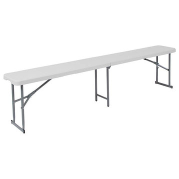 Flash Furniture 10" x 71" Plastic Bi-Fold Bench in Granite White