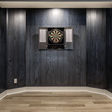Modern Basement Remodel with Wet Bar, Game Area & Home Theater