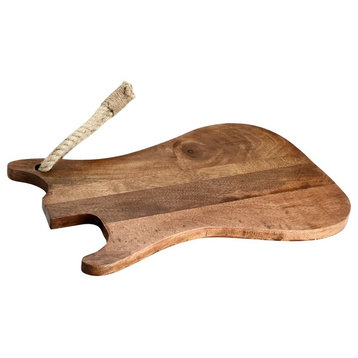 The Mascot Hardware 14'' x 10'' Guitar Wooden Cutting Board With Tied Rope