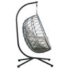 Leisuremod Summit Outdoor Egg Swing Chair in Gray Steel Frame, Gray