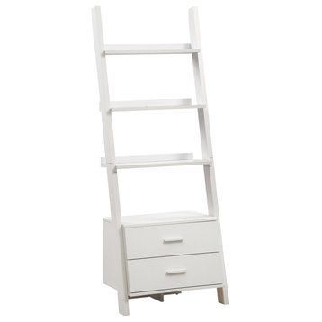Bookshelf Bookcase Etagere Ladder 4 Tier 69"H Office Bedroom Laminate White