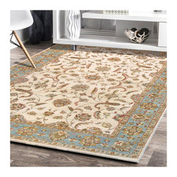 Ziegler Beige Light Blue wool 10353 Rug - Area Rugs
