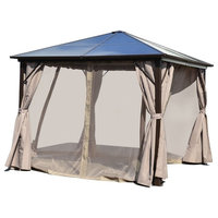 ALEKO Aluminum Hardtop Gazebo With Removable Mesh Walls, Brown, 10'x10'