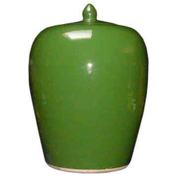 Simple Plain Green Glaze Porcelain Vase Jar