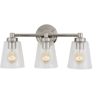 Wilshire 3 Light Bathroom Vanity Light, Polished Nickel