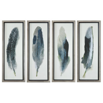 Uttermost "Feathered Beauty" 4-Piece Print Set, 14.13"x38.13"