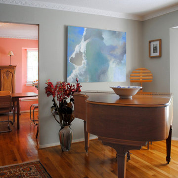Installation of painting entitled Thunderhead in music room