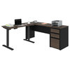 Connexion Height Adjustable L-Desk in Antigua & Black