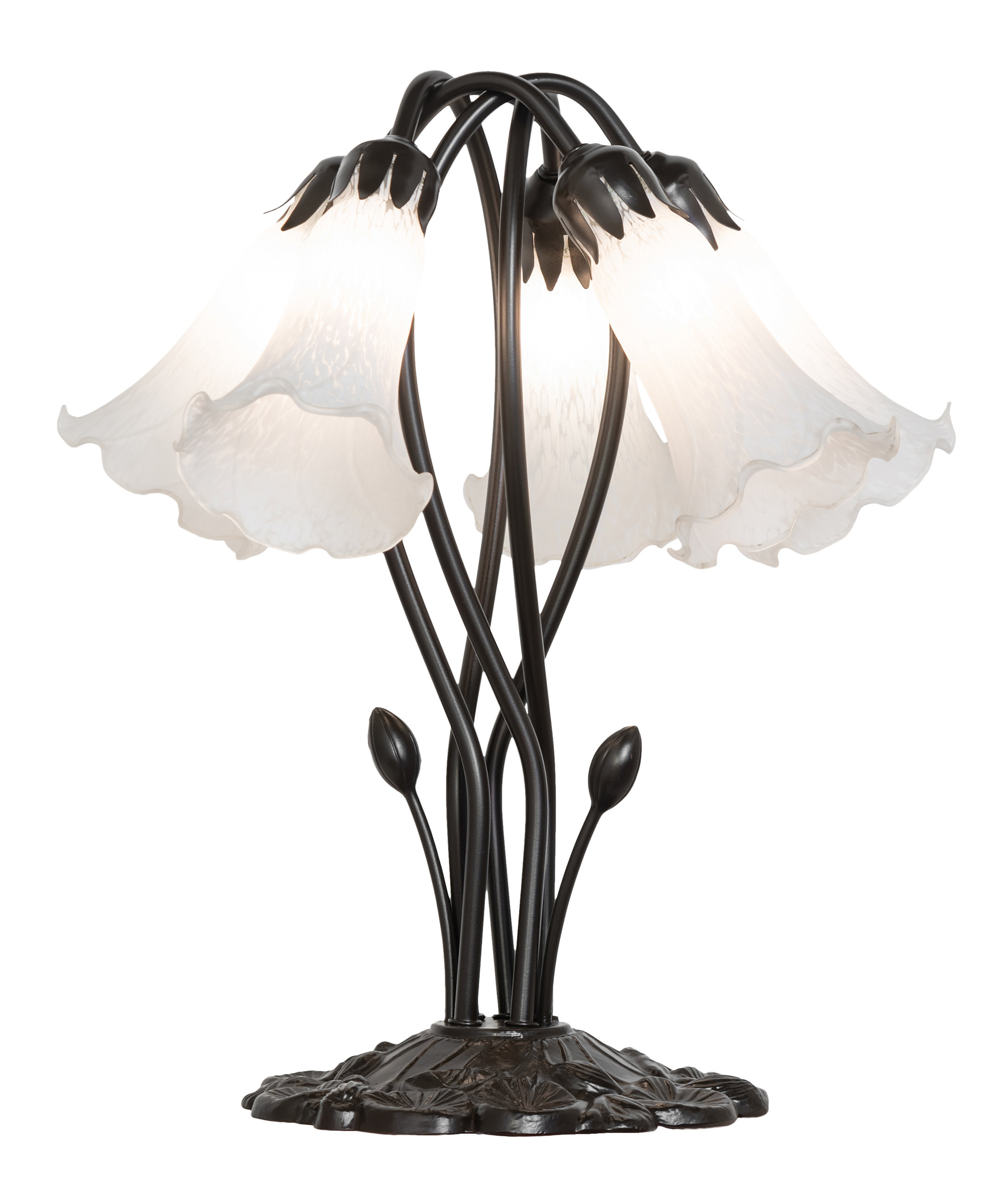 16" High White Tiffany Pond Lily 5 Light Table Lamp - Traditional ...