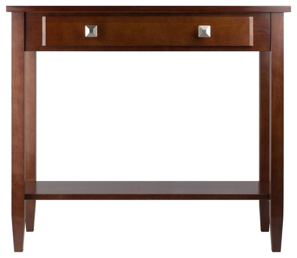 Pemberly Row Transitional Solid Wood Console Hall Table w/ Tapered Leg ...