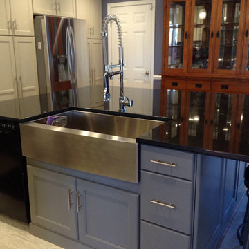 Painted kitchen cabinets with Extra large Island