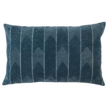 Jaipur Living Bourdelle Chevron Lumbar Pillow, Blue, Polyester Fill