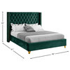 Barolo Velvet Upholstered Bed, Green, Full
