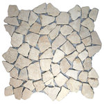 CNK Tile - Ecru White Mosaic Tile - Each pebble is carefully selected and hand-sorted according to color, size and shape in order to ensure the highest quality pebble tile available. The stones are attached to a sturdy mesh backing using non-toxic, environmentally safe glue. Because of the unique pattern in which our tile is created they fit together seamlessly when installed so you can't tell where one tile ends and the next begins!