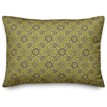 Mandala Pattern in Green Throw Pillow