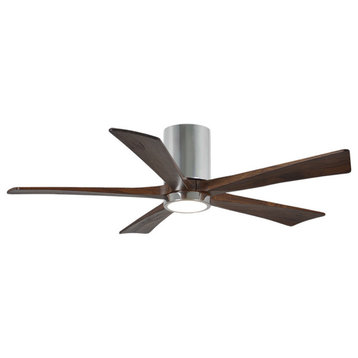 Irene 5 Hugger 52" Ceiling Fan With Light Kit, Walnut Wood Blades and Remote, Po
