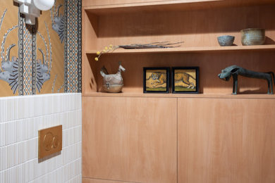 Example of a 1960s powder room design in Los Angeles