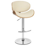 Armen Living - Armen Living Naples Swivel Barstool in Chrome finish with Cream Faux Leather and - Armen Living Naples Swivel Barstool in Chrome finish with Cream Faux Leather and Walnut Veneer Back This Naples Barstool features ample cushioning providing both stability and comfort. It is designed with a swivel base, sturdy footrest and adjustable height lever to comfortably select your desired height to maximize your seating comfort. This piece has a uniquely designed mid-backrest that adds a Mid-Century Modern flare. With a striking chrome finish, this piece will compliment your existing decor. Seat adjusts with a gas-lift mechanism in Chrome finish with Walnut wood and Pu upholstery for the seating construction. The curved wood low back is ideal for posture alignment and an unmatched support for days on end. The high density cushion foam is deal for all day comfort in any space in your home. The foundation of the product is supported by wood and chrome footrest for a chic and stylish aesthetic without comprising practicality and functionality of this item. This product ships in one box with easy and quick set up. We stand by the quality, the craftsmanship and the integrity of our product by offering a 1-year warranty for all our products. We want our customers enjoy our product and we will always be there to help with our top-notch customer service support. Available in Black and Cream.