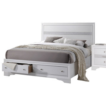 Naima Bed With Storage, White, Queen