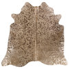 Devore, Beige and Gold Small Pattern Cowhide, 6'x7.5'