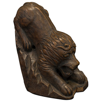 Bamboo Root Carving Lion Asian Sculpture