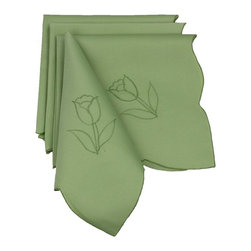Xia Home Fashions - Tulip Bouquet 21"x21" Napkin, Set of 4 - Napkins
