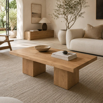 Wilder Rectangular Coffee Table | Solid Walnut or Oak Minimal Block Design