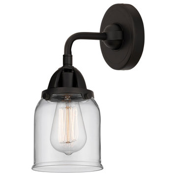 Small Bell Sconce, Matte Black, Clear, Clear