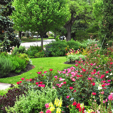 Cottage-style front yard in Braeswood Place