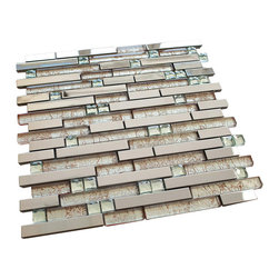 Stainless Steel and Pinky Luxury Diamond Glass Mosaic Tile Collection - Home Accessories & Decor