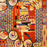 Kashmir Designs - Hundertwasser Tapestry 5ftx7ft Abstract Modern Wall Hanging Rug Carpet Art Silk - This modern accent wall art / tapestry / rug is hand embroidered by the finest artisans and design inspired by the works of Hundertwasser. These wall art / tapestry / rugs can be used to decorate the walls of your homes or to spice up the decor.