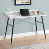 Computer Desk, Home Office, Laptop, 48"L, Work, Metal, White Marble Look