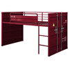 Acme Cargo Twin Loft Bed With Slide Red Finish