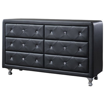 Luminescence Upholstered Dresser, Black