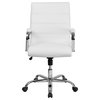 Flash Furniture Mid Back LeatherSoft Office Swivel Chair in White and Chrome