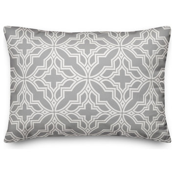 Gray and White Geo Quatrefoil 14x20 Lumbar Pillow