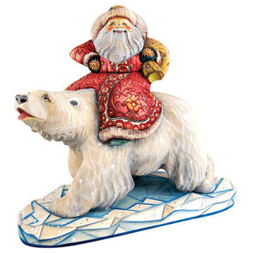 Polar Ice Santa , Woodcarved Figurine