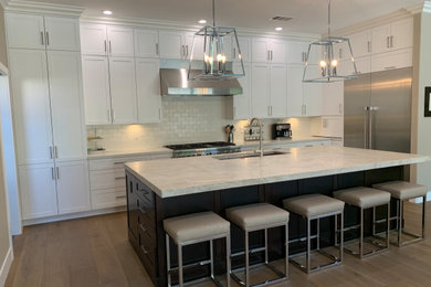 Kitchen - contemporary kitchen idea in Las Vegas with shaker cabinets and white cabinets