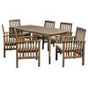 GDF Studio Alma Outdoor 6-Seater 71" Acacia Dining Set With Straight Legs, Gray